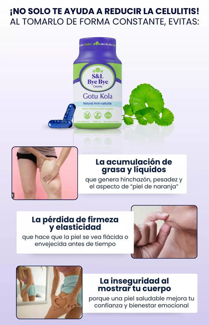 Mejora la apariencia de la celulitis desde dentro   Fórmula con Gotu Kola que favorece la firmeza de la piel